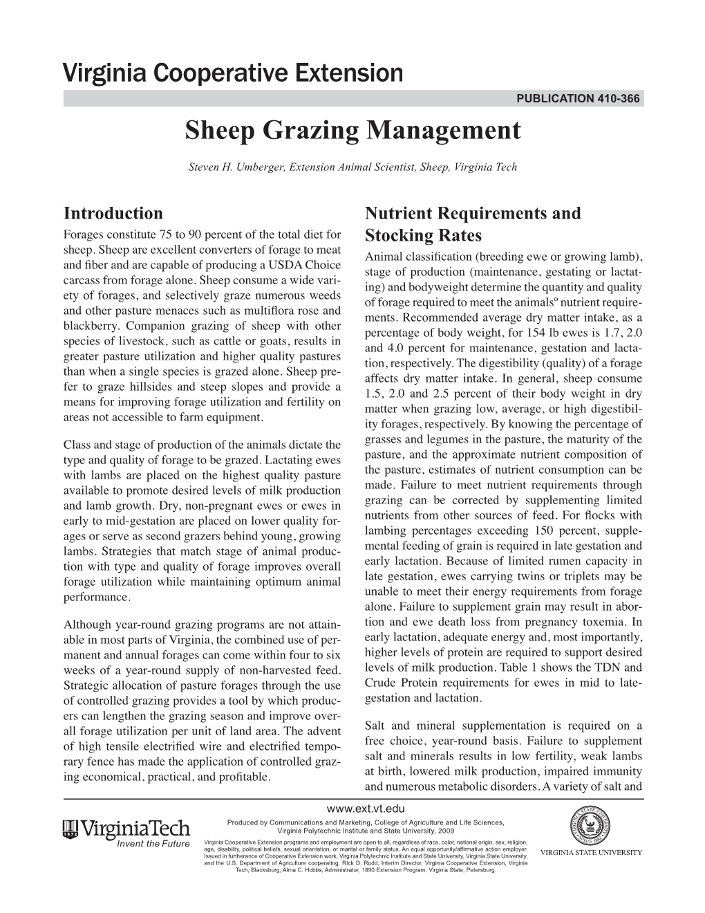 Sheep Grazing Management