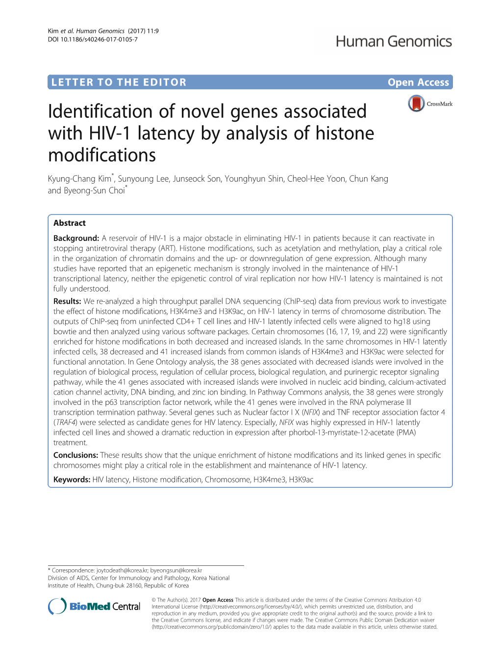 Identification of Novel Genes Associated with HIV-1 Latency By