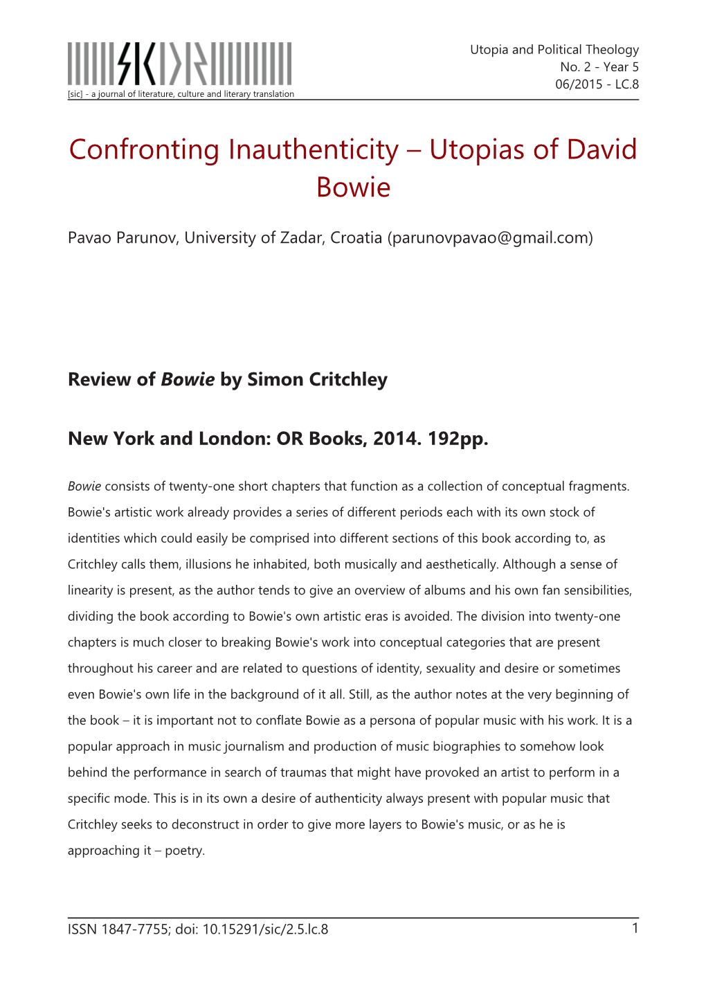 Confronting Inauthenticity – Utopias of David Bowie