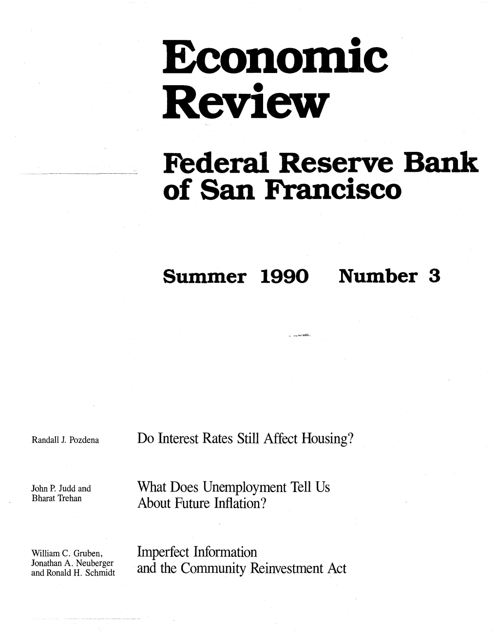 Economic Review Federal Reserve Bank of San Francisco