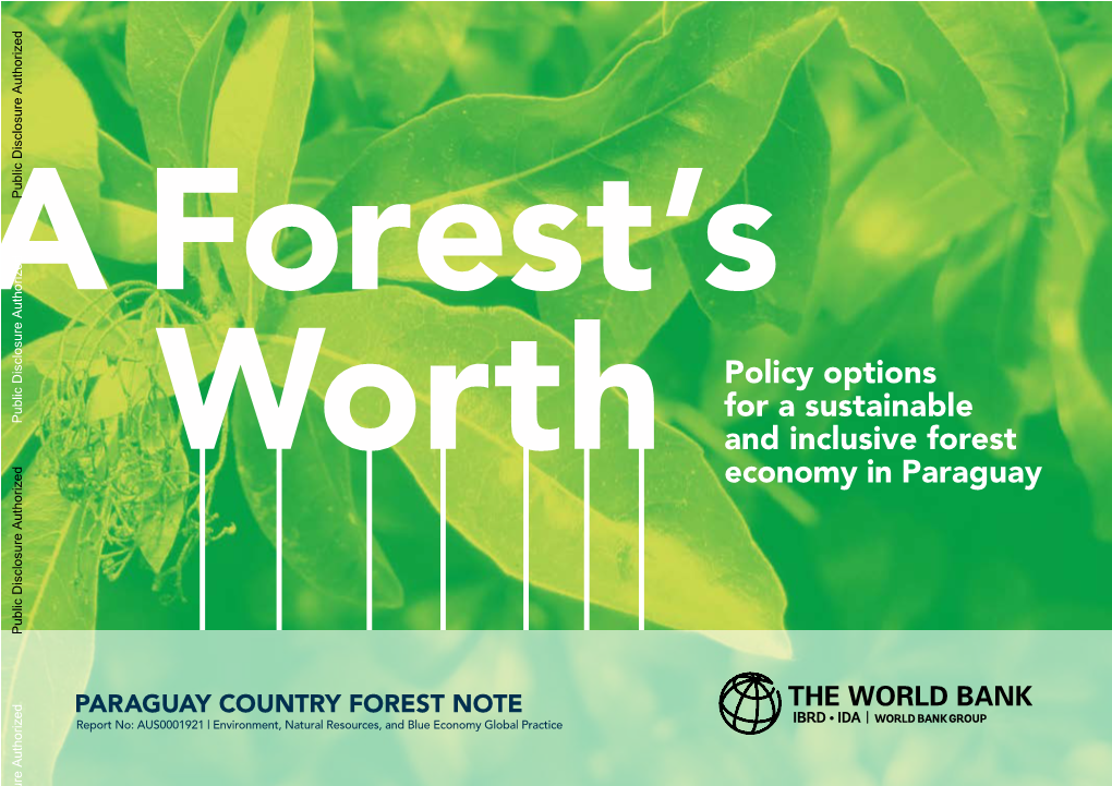 Policy Options for a Sustainable and Inclusive Forest Economy in Paraguay