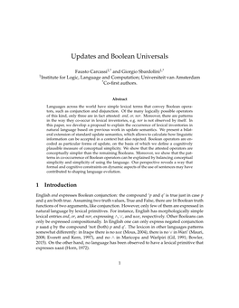 Updates and Boolean Universals
