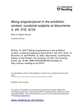 Curatorial Subjects at Documenta 5, Dx, D12, D(13)