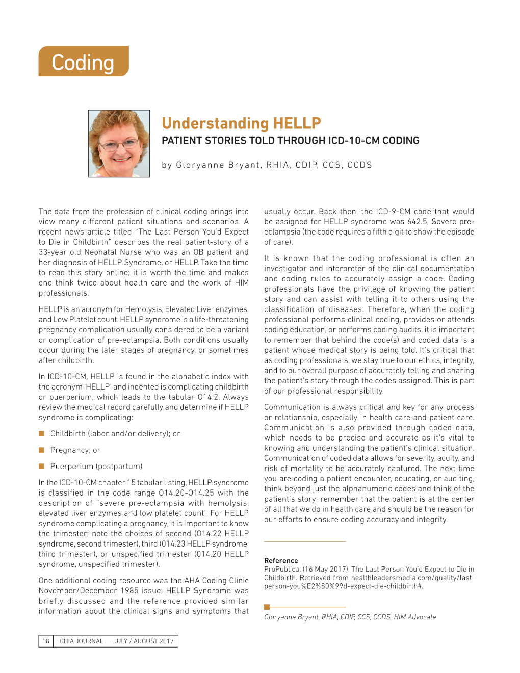 Understanding HELLP PATIENT STORIES TOLD THROUGH ICD-10-CM CODING