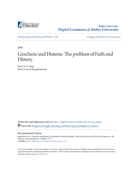 The Problem of Faith and History Brent A
