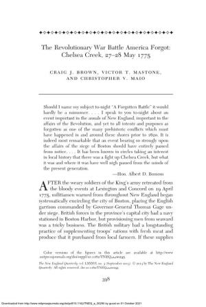 The Revolutionary War Battle America Forgot: Chelsea Creek, 27–28 May 1775