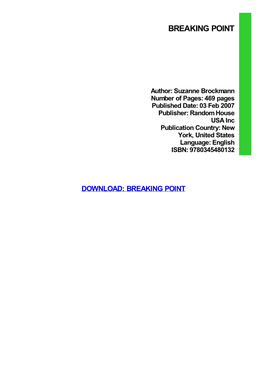 PDF Download Breaking Point Ebook Free Download