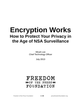 Encryption Works How to Protect Your Privacy in the Age of NSA Surveillance