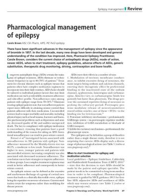 Pharmacological Management of Epilepsy