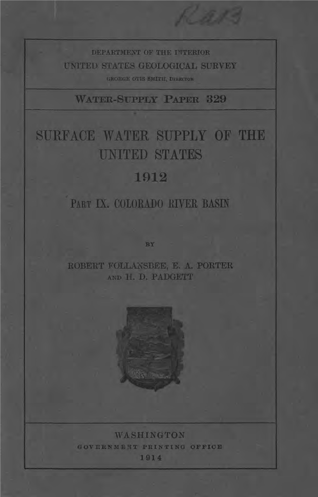 Surface Water Supply Op the United States 1912 Part Ix