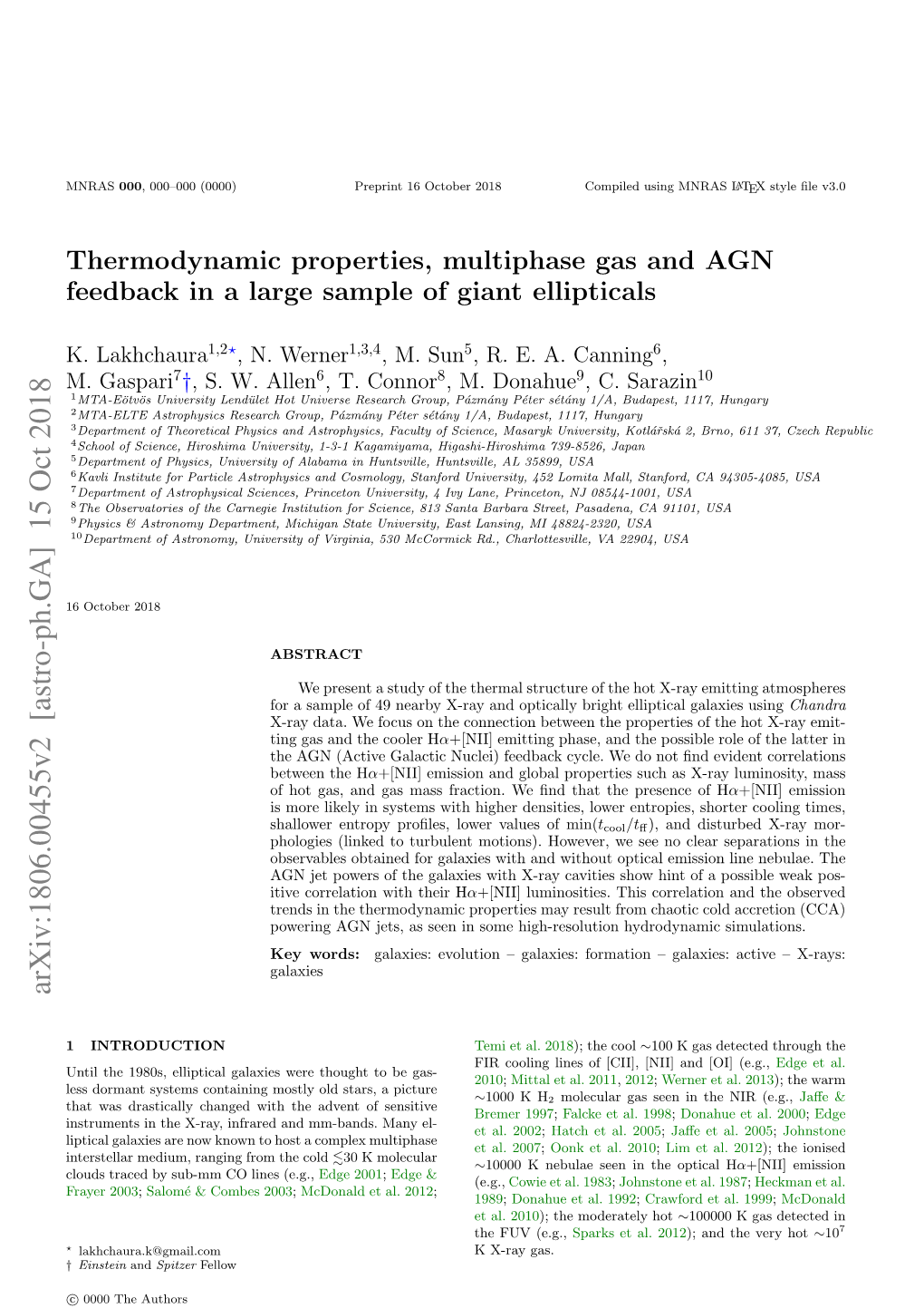 Thermodynamic Properties, Multiphase Gas, and AGN Feedback