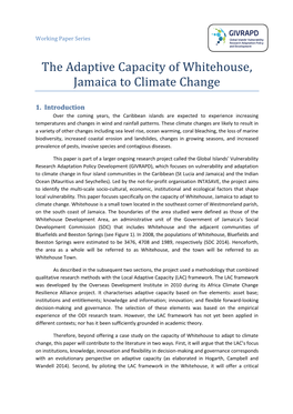 The Adaptive Capacity of Whitehouse, Jamaica to Climate Change
