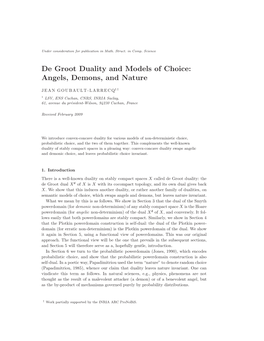 De Groot Duality and Models of Choice: Angels, Demons, and Nature