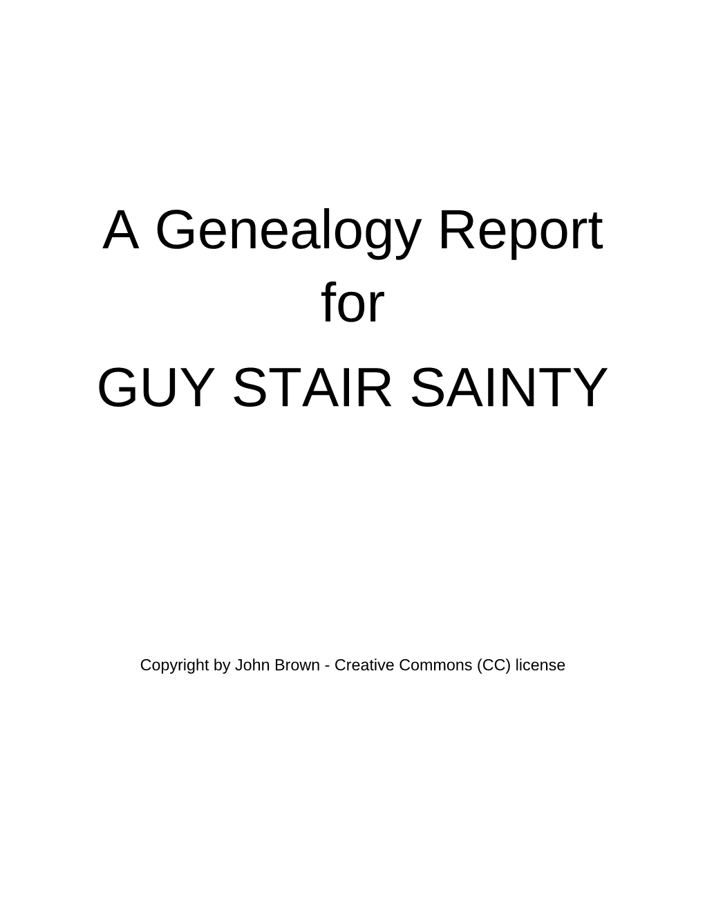 A Genealogy Report for GUY STAIR SAINTY