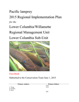 Lower Columbia/Willamette Regional Management Unit Lower Columbia Sub-Unit