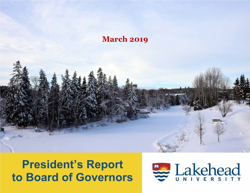 President's Report to Board of Governors