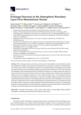 Exchange Processes in the Atmospheric Boundary Layer Over Mountainous Terrain