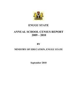 Enugu Annual School Census Report, September 2010