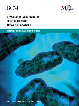Mitochondrial/Metabolic Oligonucleotide Array CGH Analysis