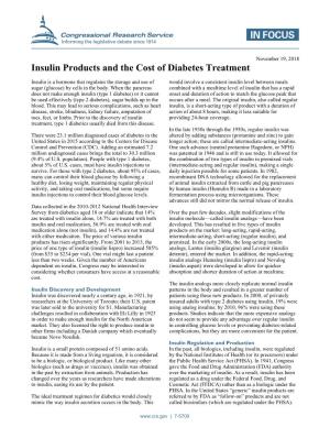 Insulin Products and the Cost of Diabetes Treatment