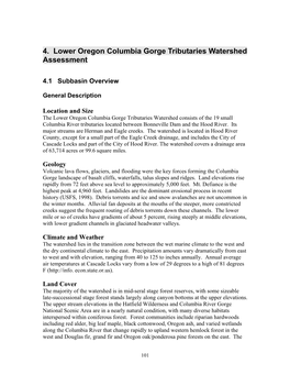 4. Lower Oregon Columbia Gorge Tributaries Watershed Assessment