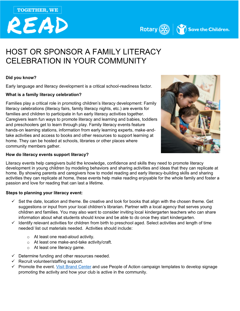 Host Or Sponsor a Family Literacy Celebration in Your Community