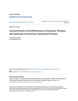 Literature Review on the Effectiveness of Expressive Therapies with Spirituality to Hong Kong Traumatized Protesters