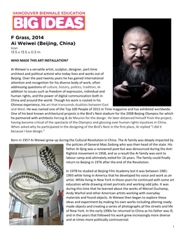 F Grass, 2014 Ai Weiwei (Beijing, China) Iron 13.5 X 13.5 X 0.3 M
