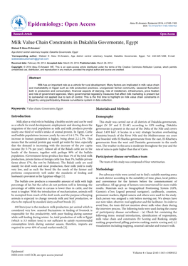 Milk Value Chain Constraints in Dakahlia Governorate, Egypt