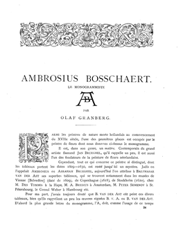Ambrosius Bosschaert. Le Monogrammiste Par Olaf