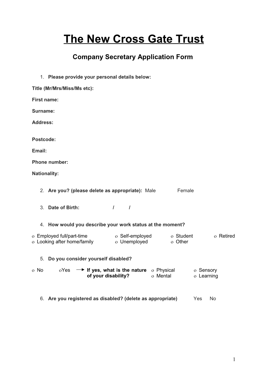 New Cross Gate NDC Expo Registration Form