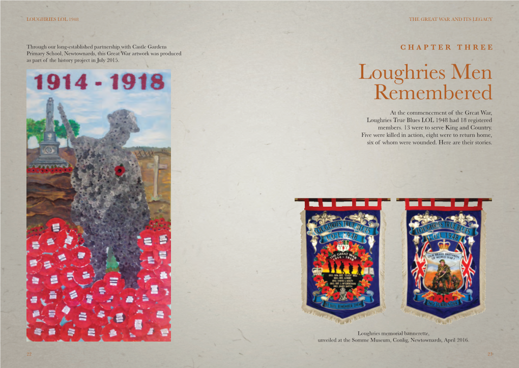 Loughries Men Remembered at the Commencement of the Great War, Loughries True Blues LOL 1948 Had 18 Registered Members