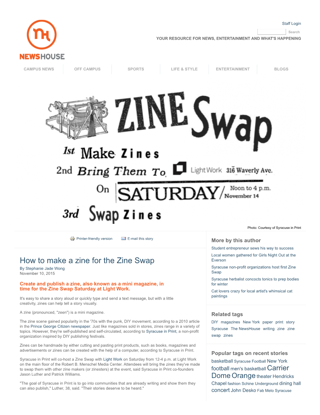 How to Make a Zine for the Zine Swap Syracusemusic