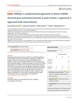 Mireya: a Computational Approach to Detect Mirna- Directed Gene Activation [Version 2; Peer Review: 1 Approved, 2 Approved with Reservations]
