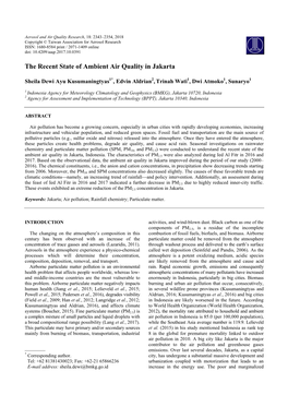 The Recent State of Ambient Air Quality in Jakarta