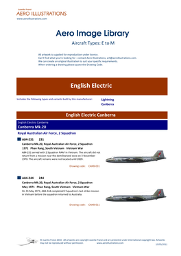 Aero Image Library Aircraft Types: E to M