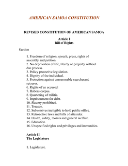 Revised Constitution of American Samoa