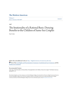 Denying Benefits to the Children of Same-Sex Couples Sam Castic