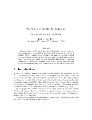 Solving the Quintic by Iteration