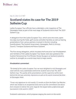 Scotland States Its Case for the 2019 Solheim Cup