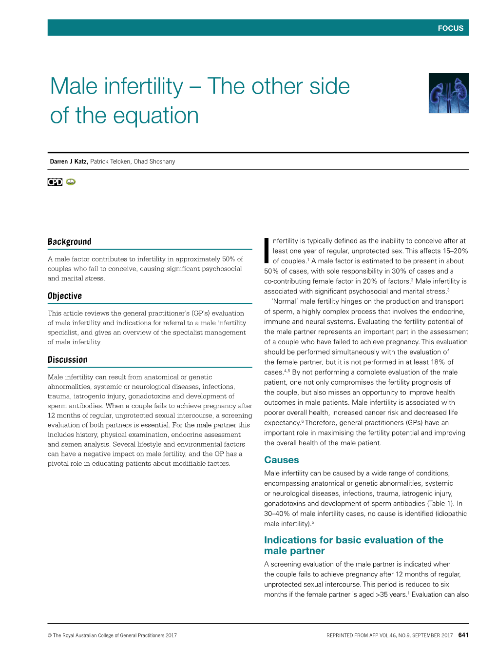 Male Infertility – the Other Side of the Equation