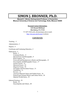 SIMON J. BRONNER, Ph.D. Maxwell C