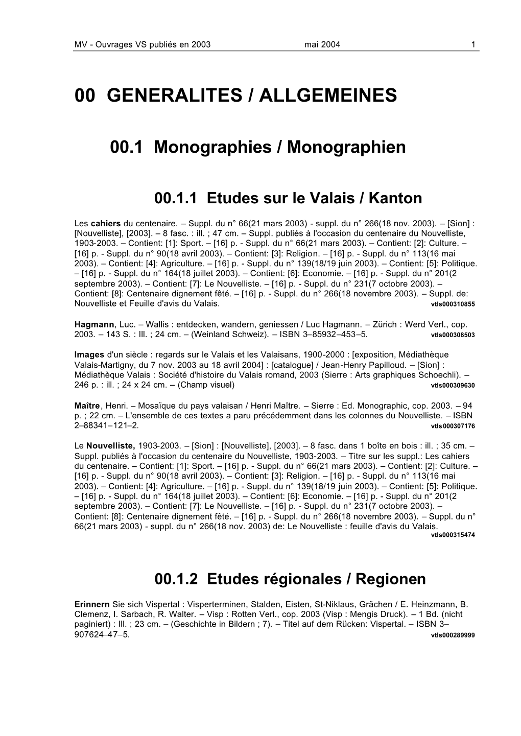 Bibliogr. Vs 2003.RM