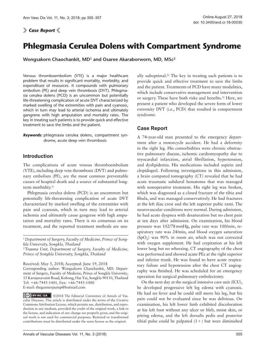 Phlegmasia Cerulea Dolens with Compartment Syndrome