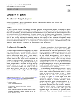 Genetics of the Patella