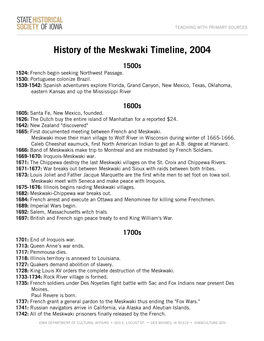 Full Transcript of History of the Meskwaki Timeline