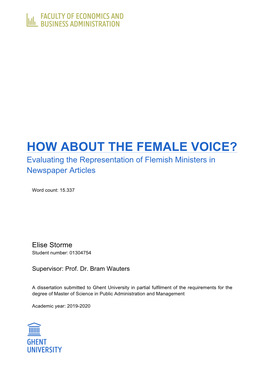 HOW ABOUT the FEMALE VOICE? Evaluating the Representation of Flemish Ministers in Newspaper Articles