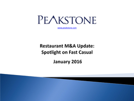 Restaurant M&A Update: Spotlight on Fast Casual January 2016
