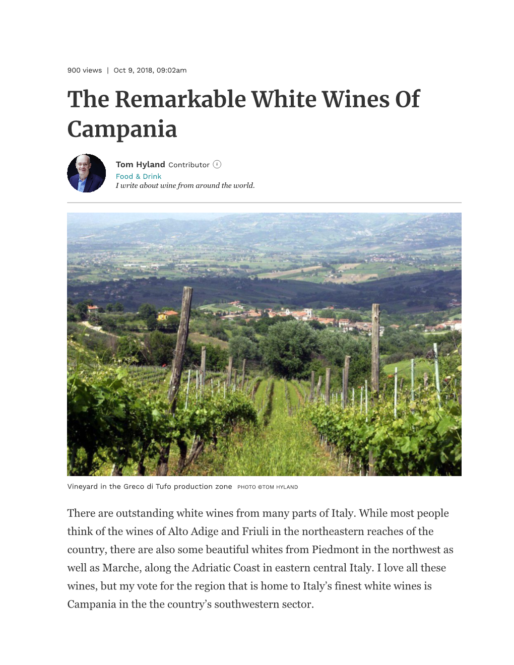 The Remarkable White Wines of Campania