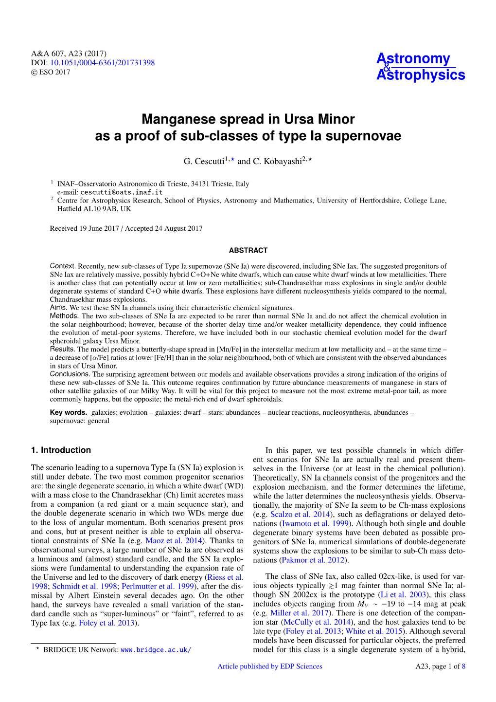 Manganese Spread in Ursa Minor As a Proof of Sub-Classes of Type Ia Supernovae